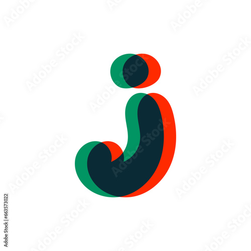 Letter J logo with stereo effect. Perfect to use in any disco labels, dj logos, electromusic posters, bright identity, etc.