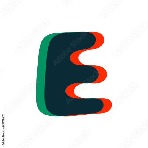 Letter E logo with stereo effect. Perfect to use in any disco labels, dj logos, electromusic posters, bright identity, etc.
