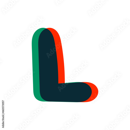Letter L logo with stereo effect. Perfect to use in any disco labels, dj logos, electromusic posters, bright identity, etc.