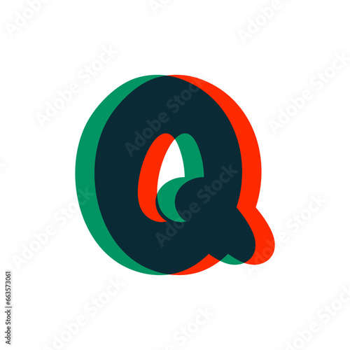 Letter Q logo with stereo effect. Perfect to use in any disco labels, dj logos, electromusic posters, bright identity, etc.