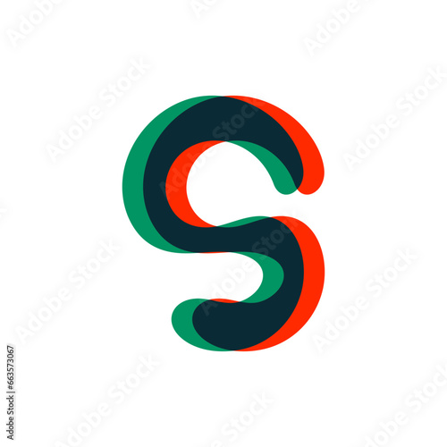 Letter S logo with stereo effect. Perfect to use in any disco labels, dj logos, electromusic posters, bright identity, etc.