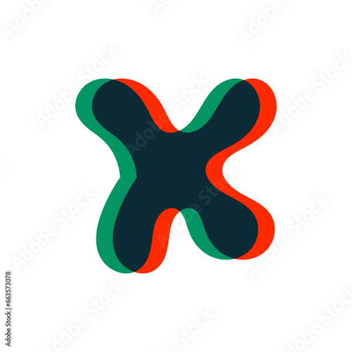Letter X logo with stereo effect. Perfect to use in any disco labels, dj logos, electromusic posters, bright identity, etc.