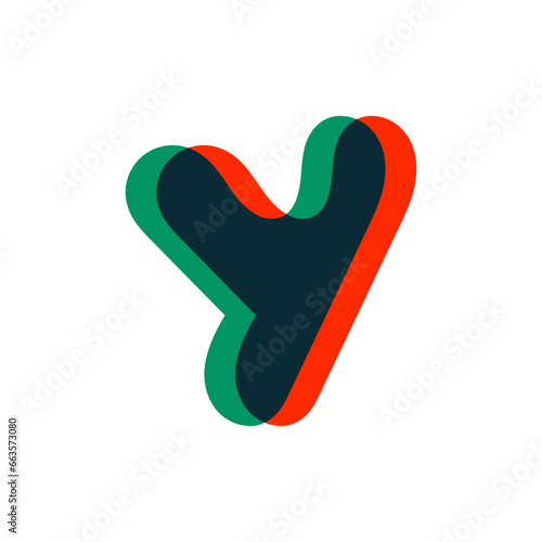 Letter Y logo with stereo effect. Perfect to use in any disco labels, dj logos, electromusic posters, bright identity, etc.