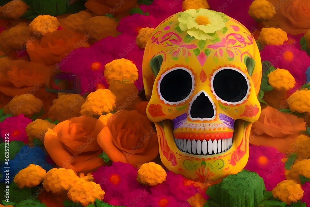 Decorated Skull for the Mexican day of the dead