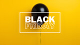 Black Friday. Black balloon with yellow background. 