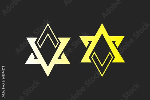 The monogram is the letter A and V Star. Elegant and outline.