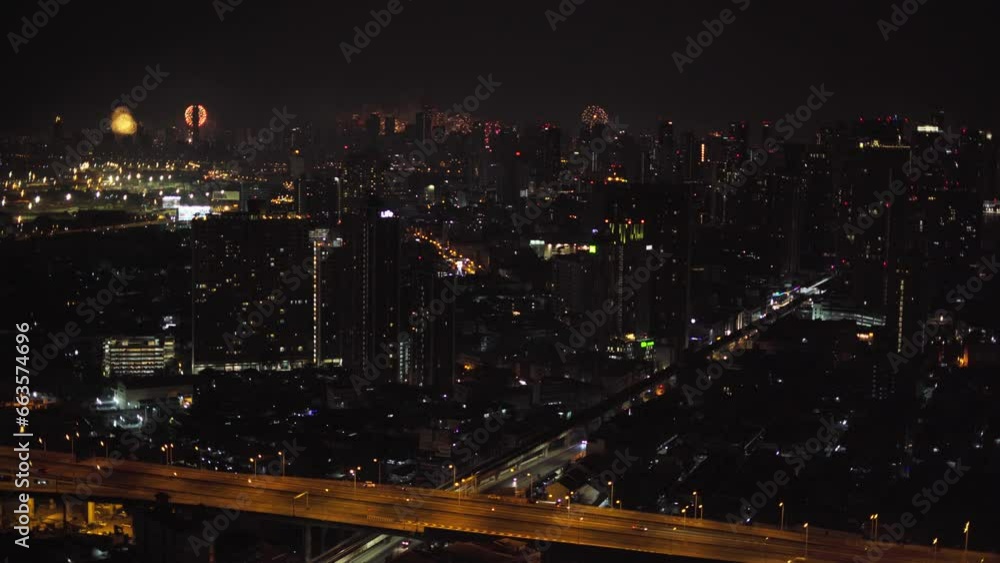 Illuminating Bangkok's Cityscape With Fireworks Illuminating Bangkok's Cityscape With Fireworks