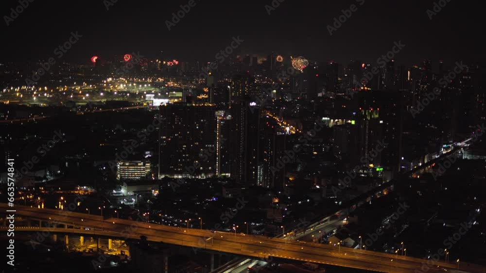Spectacular Fireworks Display Above Bangkok City At Night Spectacular Fireworks Display Above Bangkok City At Night