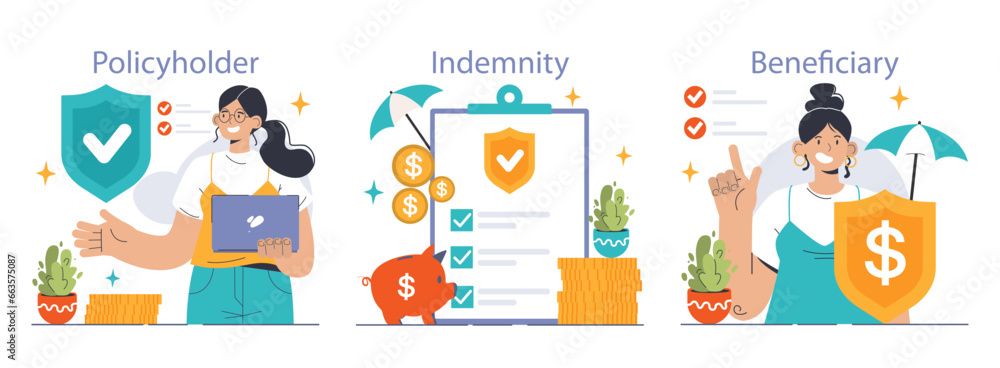 Insurance set. Idea of security and protection of life and property. Insurance set. Idea of security and protection of life and property.