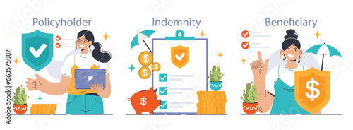 Insurance set. Idea of security and protection of life and property.