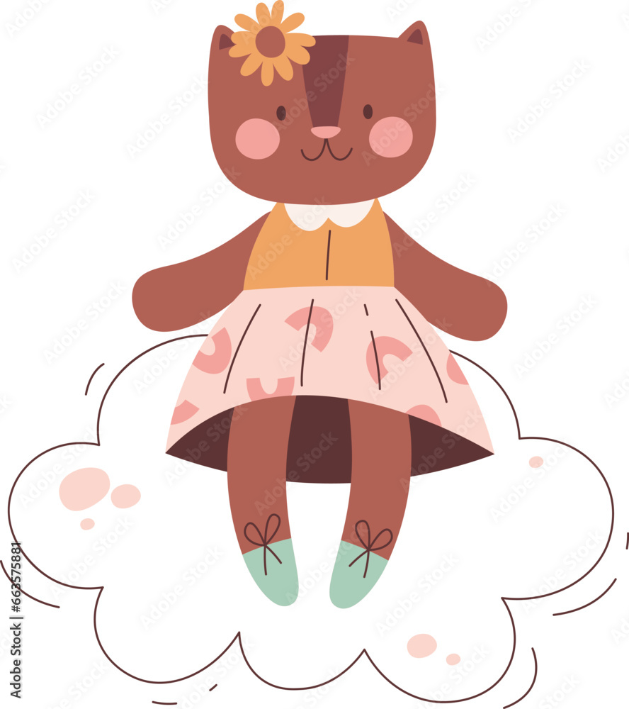 Fototapeta premium Cat Sitting On Cloud