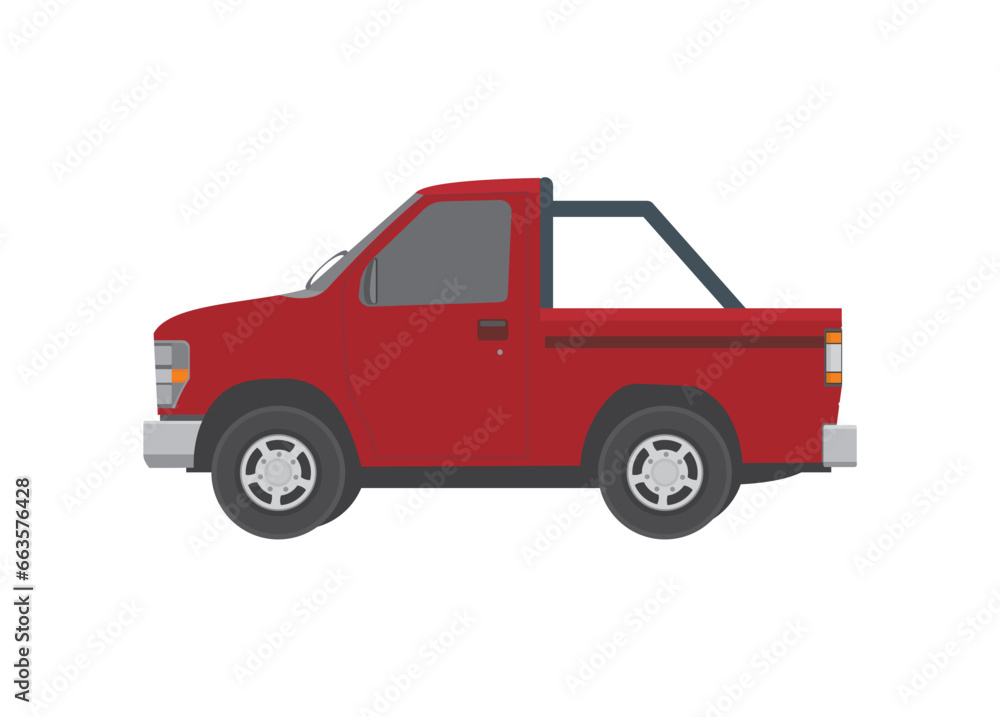 Short pick up car. Simple flat illustration.
