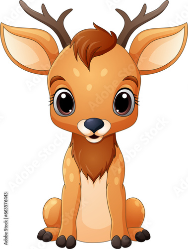 Cartoon funny deer on white background
