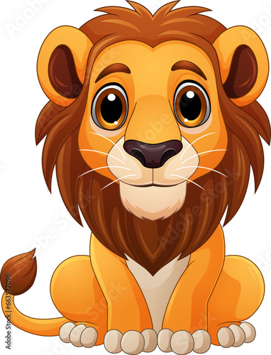 Cartoon lion sitting on white background