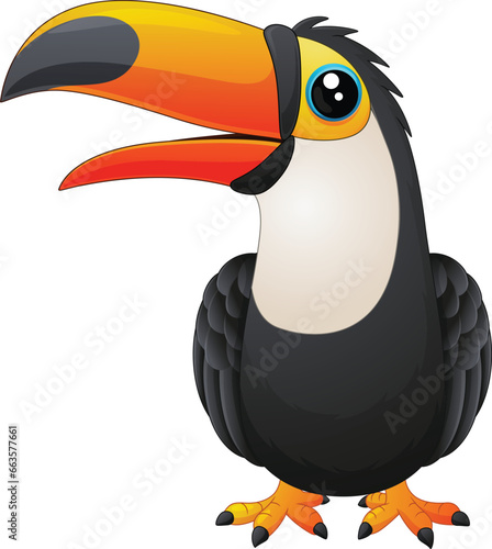 Cartoon toucan on white background