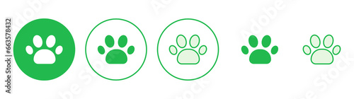 Paw icon set. paw print icon vector. dog or cat paw