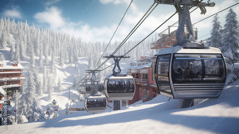 Obraz premium ski lift chairs