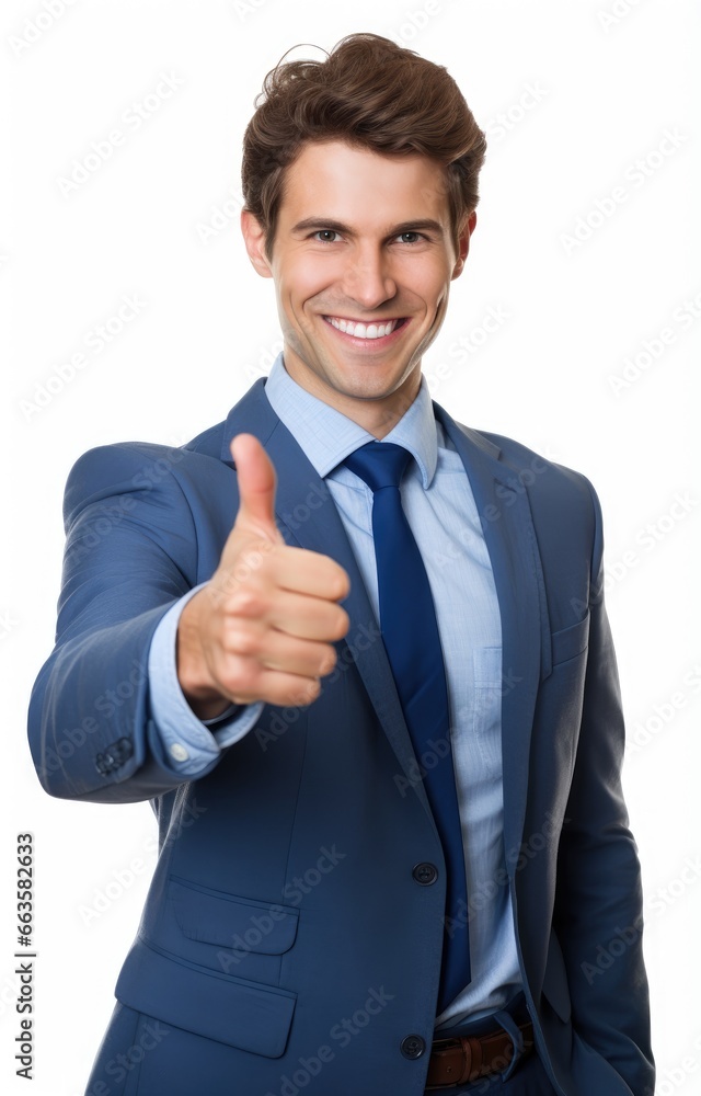 A man in a suit giving a thumbs up gesture A man in a suit giving a thumbs up gesture