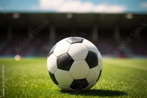 Soccer ball. Football victory concept. Background with selective focus and copy space © top images