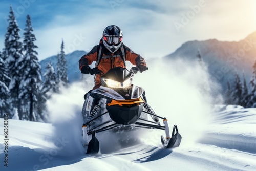 Snowmobile, transport concept. Background with selective focus and copy space © top images