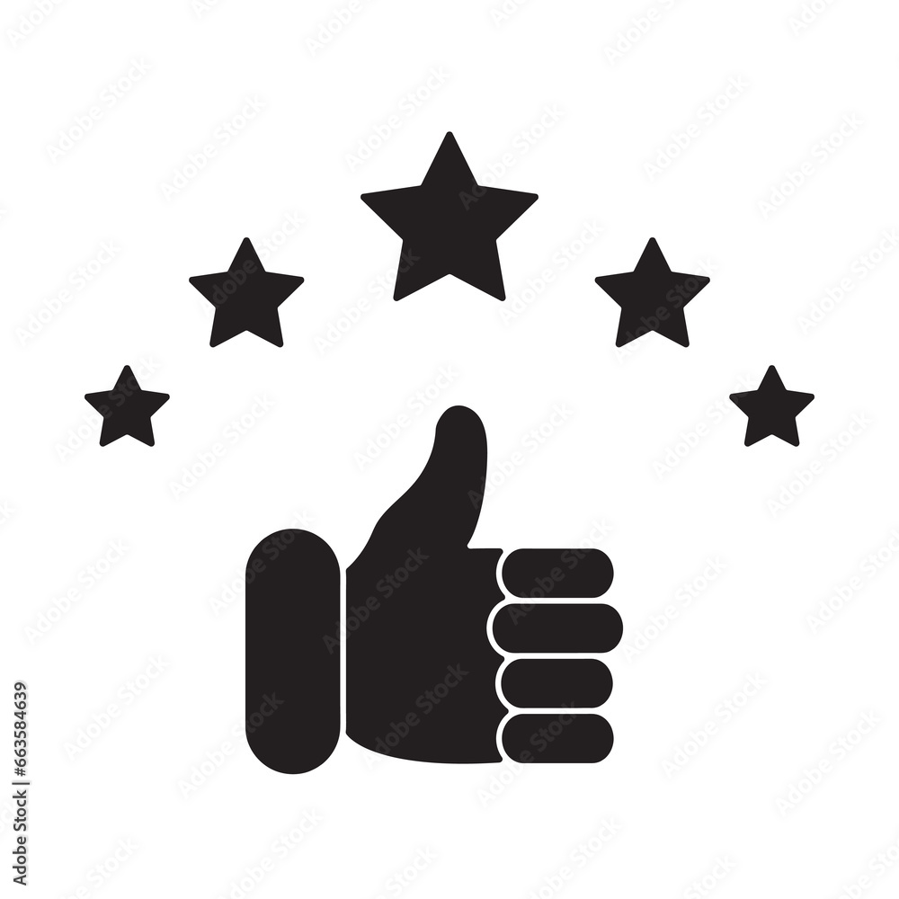 Thumbs up, rating, stars icon. flat trendy style illustration on white background..eps Thumbs up, rating, stars icon. flat trendy style illustration on white background..eps