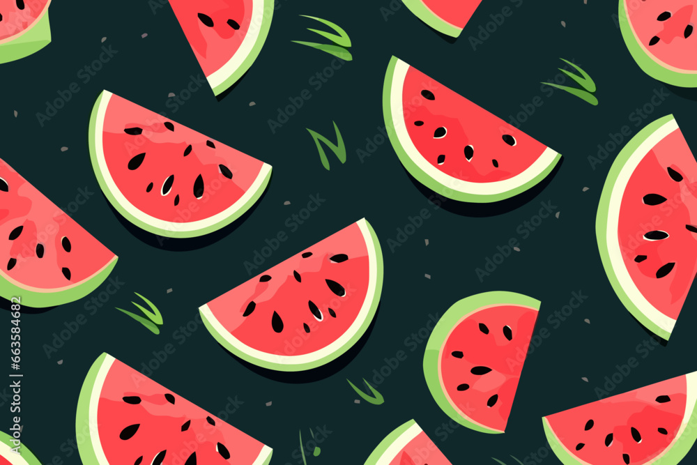 Watermelon Slices quirky doodle pattern, wallpaper, background, cartoon, vector, whimsical Illustration Watermelon Slices quirky doodle pattern, wallpaper, background, cartoon, vector, whimsical Illustration