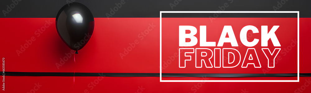 Black Friday. Black balloon with red background. Black Friday. Black balloon with red background.