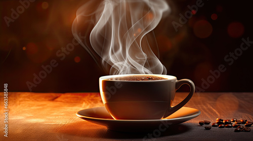 Cup of hot beverage (coffee or tea). 