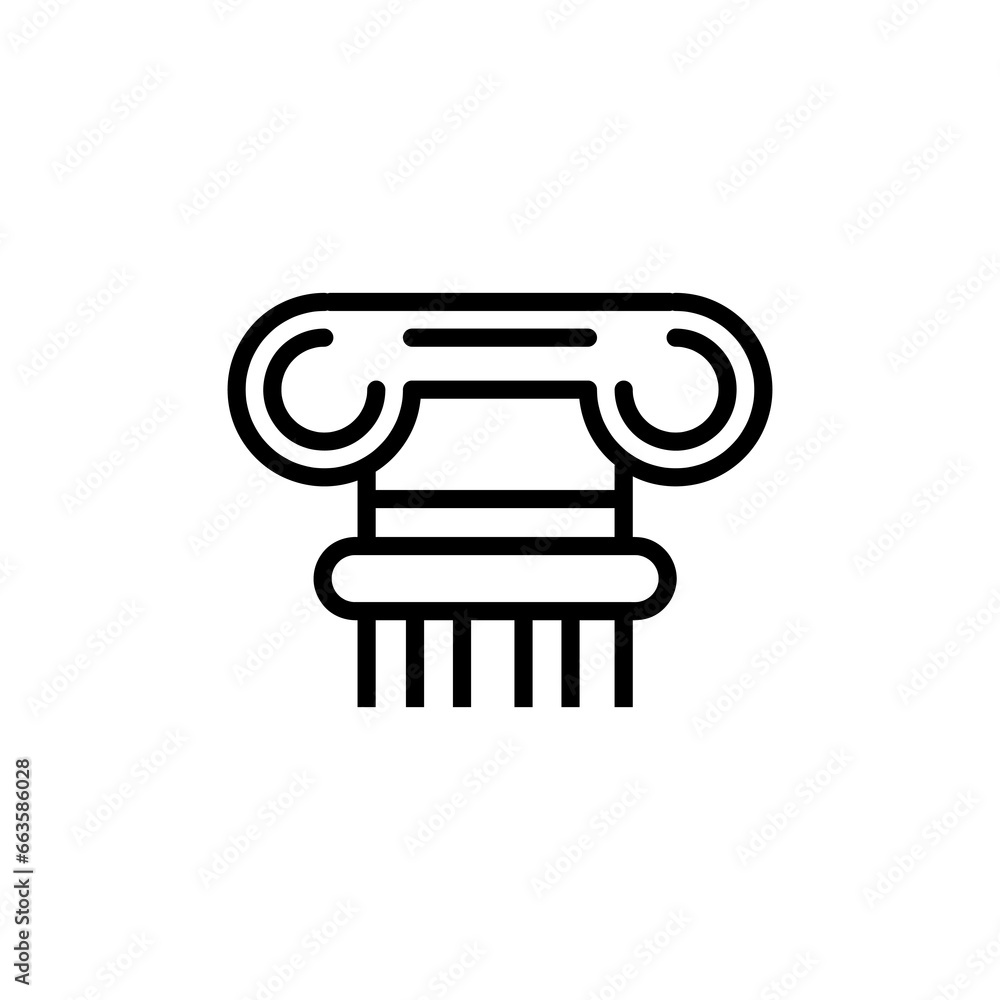 Ancient column line icon, outline vector sign flat illustration on white background..eps