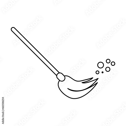  Broom outline icon. Sweeping broom simple line vector icon. flat illustration on white background..eps