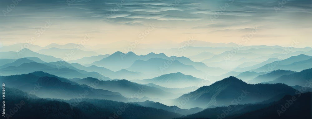 A majestic mountain range with dramatic clouds in the sky