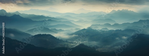 A breathtaking aerial view of majestic mountain peaks © pham