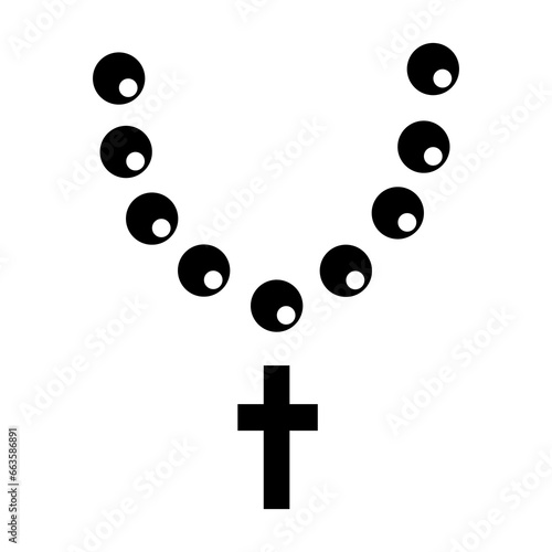 Holy rosary beads vector icon.Rosary cross simple solid icon. Religion symbol flat trendy style illustration on white background..eps photo