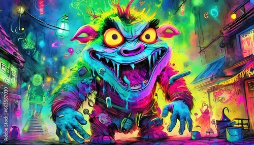 A neon stinky monster
