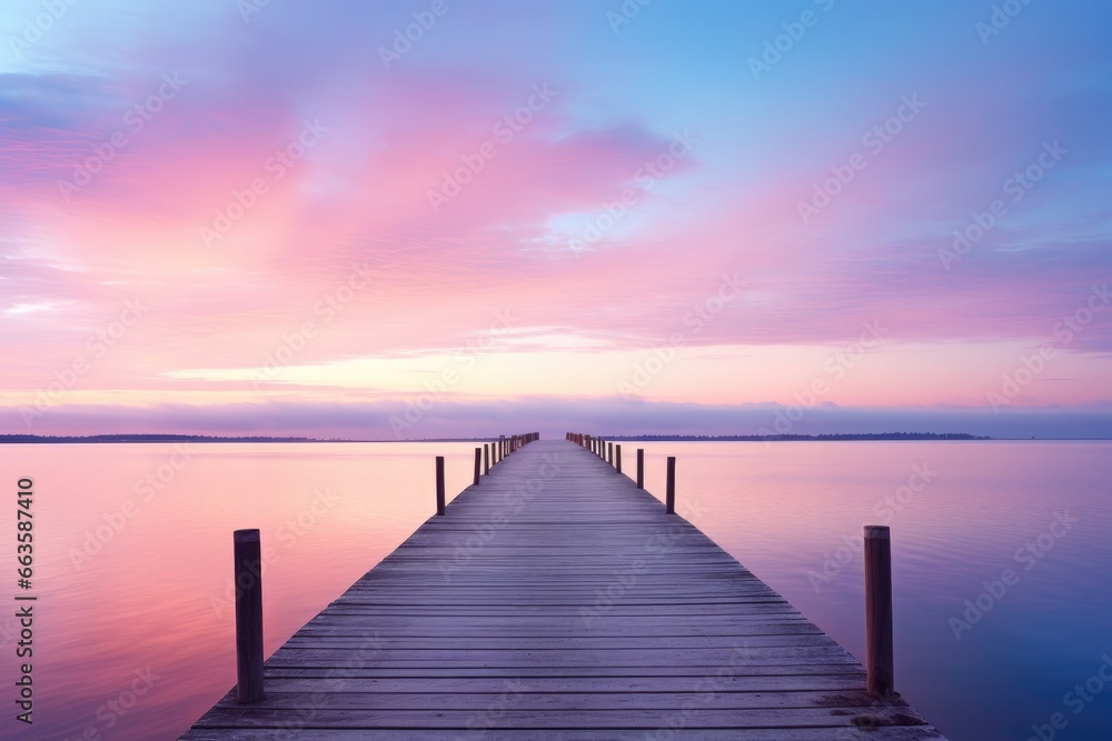 A serene dock stretching into the calm waters