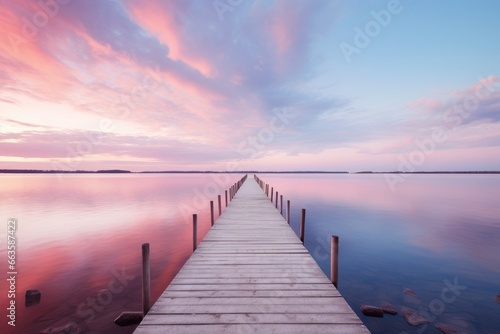 A dock surrounded by serene waters