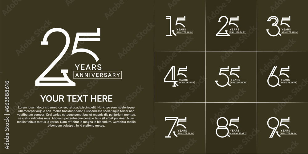 set of anniversary logotype white color for special celebration event