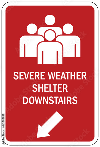 Severe weather shelter sign and labels