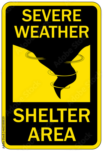 Severe weather shelter sign and labels