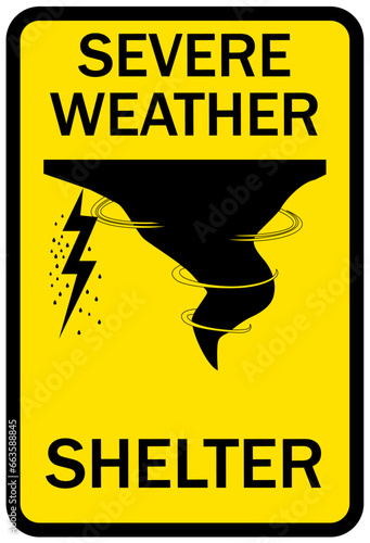 Severe weather shelter sign and labels