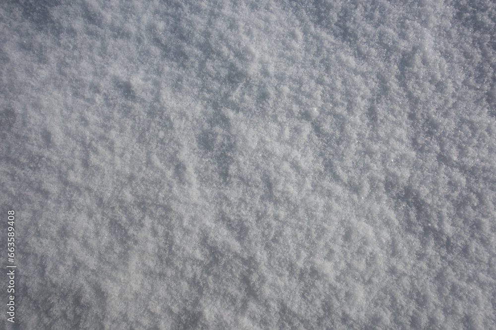Fototapeta premium Snow background, snow texture. Top view of the snow. Winter texture for design.