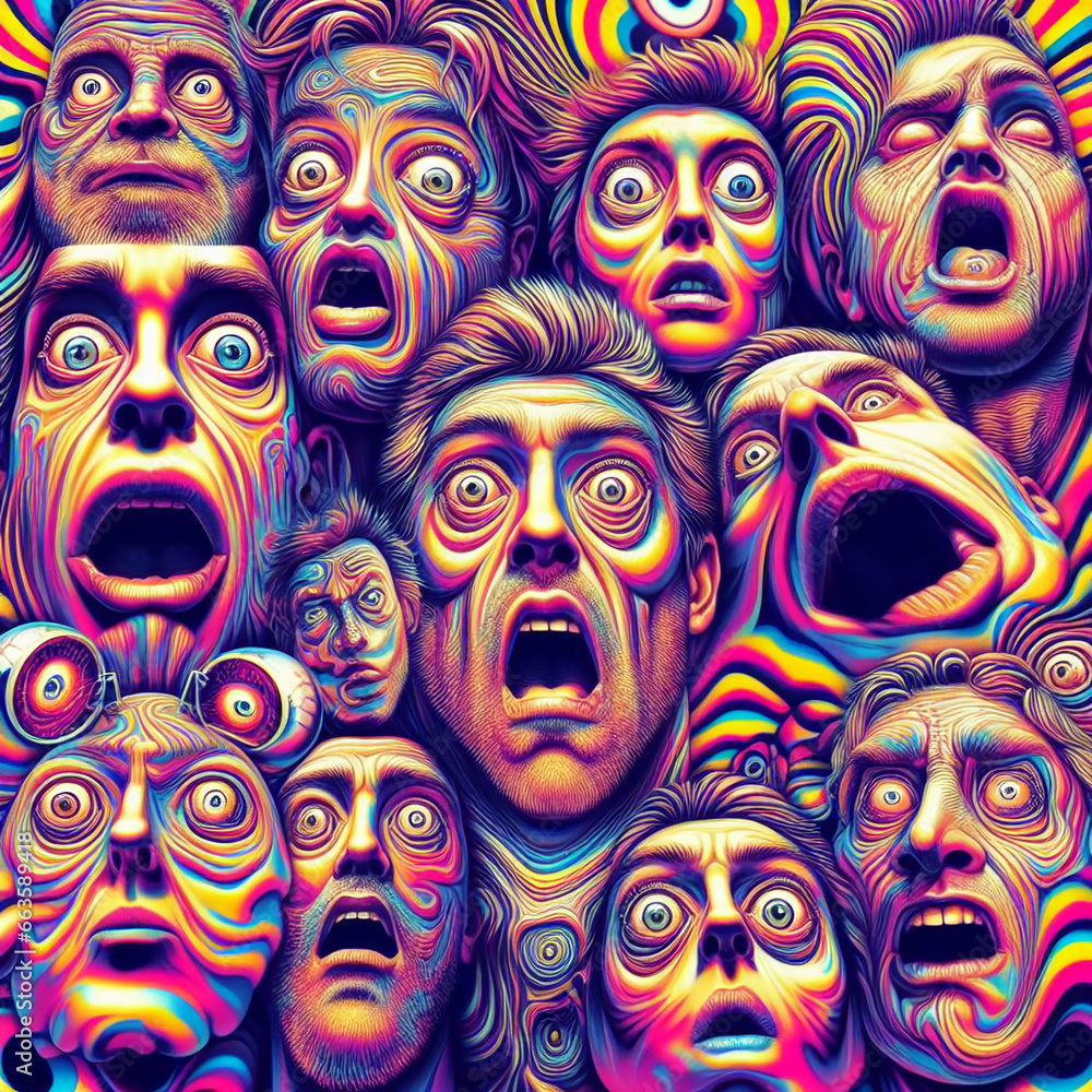 Surprised people faces abstract