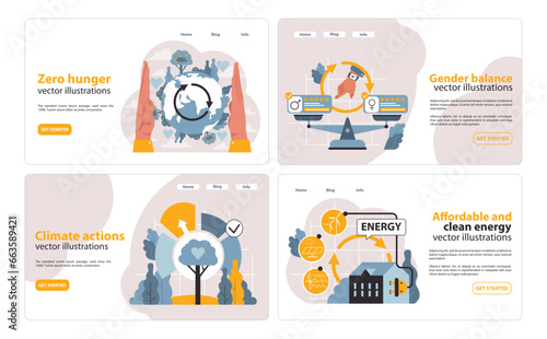 SDG or sustainable development goals web banner or landing page