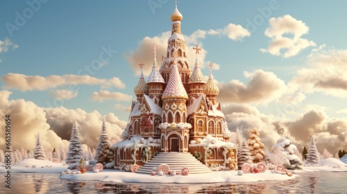 A Festive Gingerbread House in the Shape of a Famous Landmark