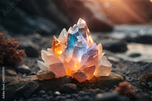 Beautiful Flame Aura Crystal Formations