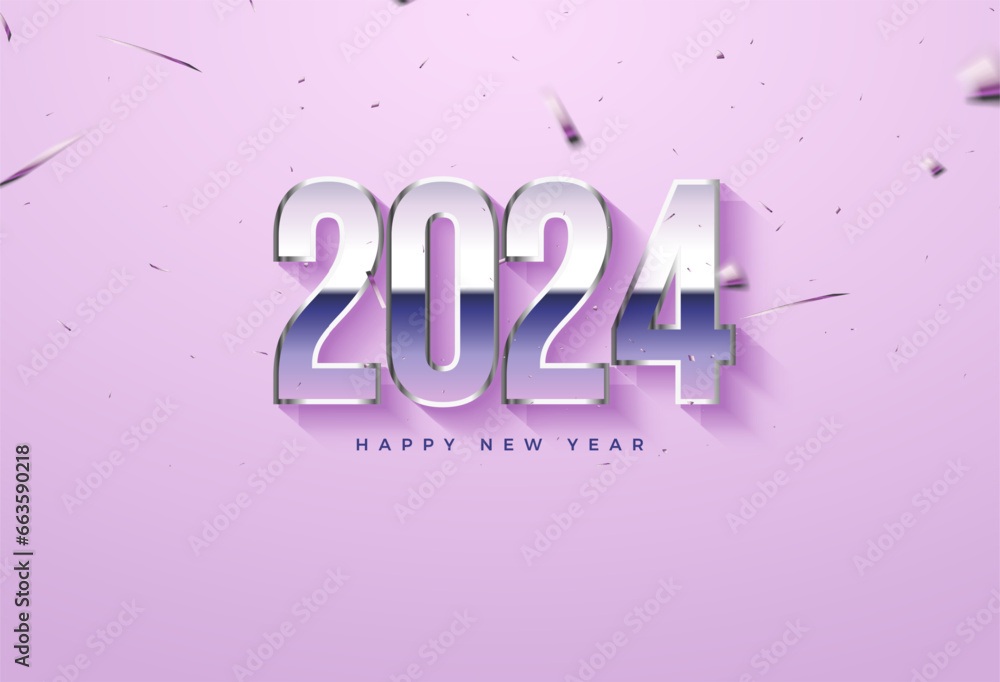 2024 new year celebration with number colors that are combined and look beautiful. design premium vector.