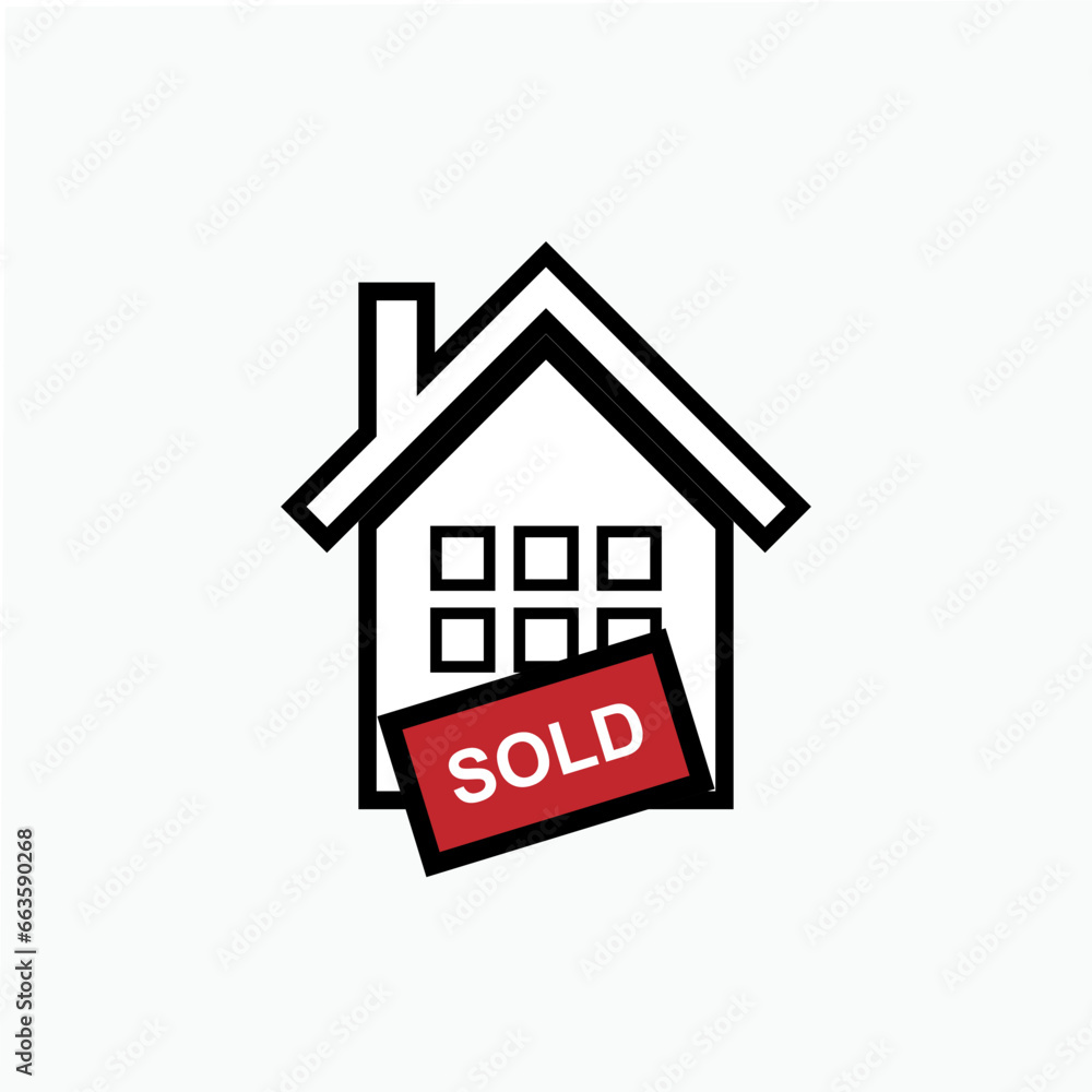 Sold Out Property. Object, Target. Chosen Building Symbol for Info Graphics, Design Elements, Websites, Presentation and Application - Vector. Sold Out Property. Object, Target. Chosen Building Symbol for Info Graphics, Design Elements, Websites, Presentation and Application - Vector.