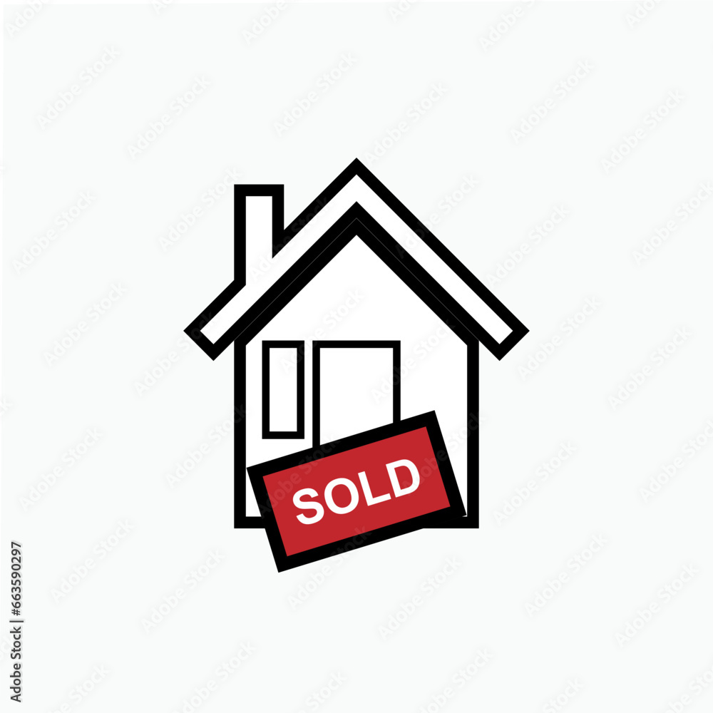 Sold Out Property. Object, Target. Chosen Building Symbol for Info Graphics, Design Elements, Websites, Presentation and Application - Vector. Sold Out Property. Object, Target. Chosen Building Symbol for Info Graphics, Design Elements, Websites, Presentation and Application - Vector.