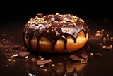 Donut with chocolate coating. Generative AI