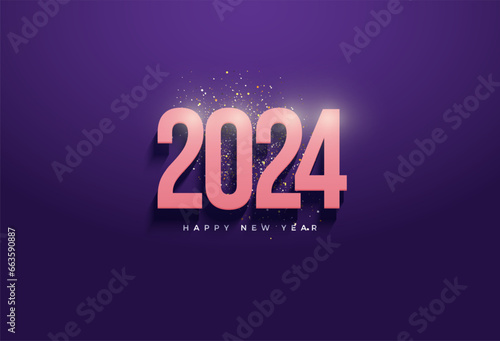 2024 new year celebration with very beautiful celebration ornament background. design premium vector.